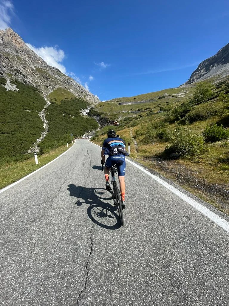 Wheelobsession founder riding a mountain pass